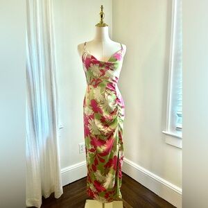Taylor Pink and Green Floral Maxi Dress